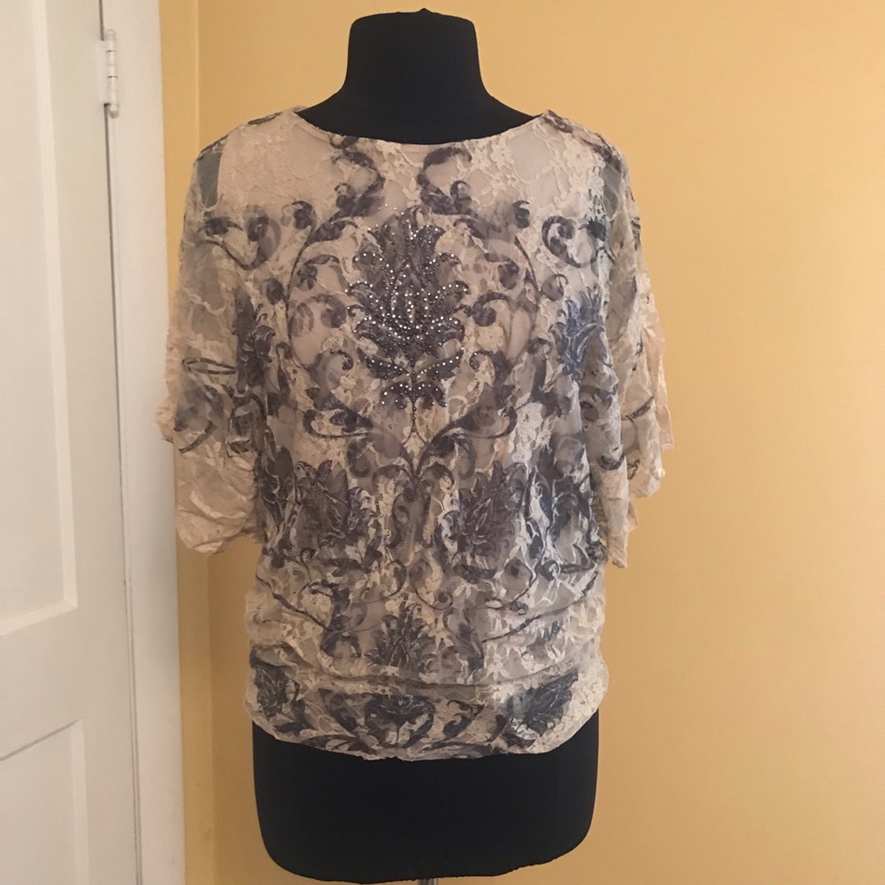Dress Barn Lace Floral Dressy Top size L